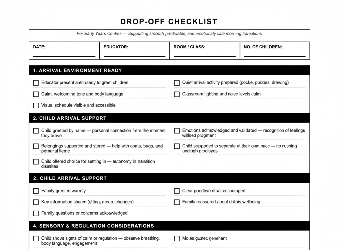 Drop Test Checklist Sample Templates for Early Years Educators | The Early Years Aca…